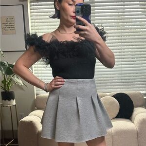 Neoprene “esc” Gray Pleated Women's Skirt